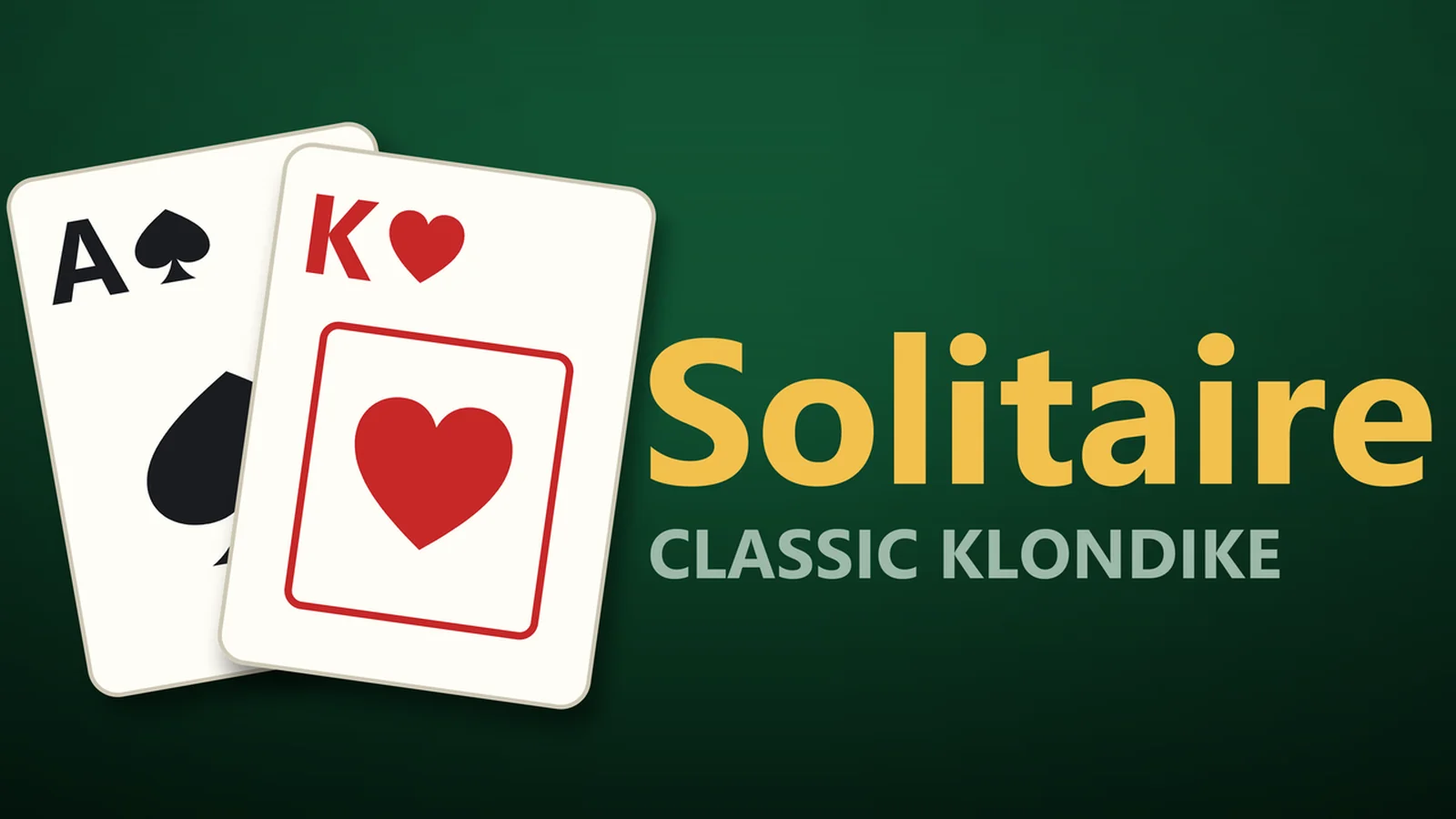 Solitaire, classic Klondike: an ace of spades and a king of hearts on green felt